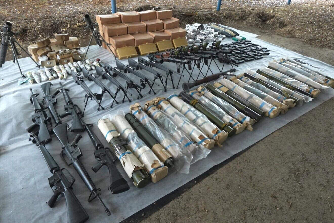 Iranian weapons seized by Israeli security forces in Samaria, Nov. 27, 2024. Credit: Israel Defense Forces.
