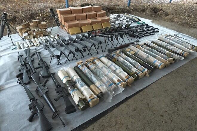 Iranian weapons seized by Israeli security forces in Samaria, Nov. 27, 2024. Credit: Israel Defense Forces.