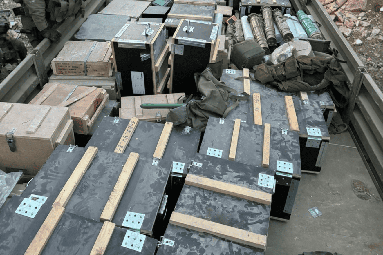 Weapons confiscated by IDF 188th Brigade engineering troops near a Hezbollah command center and tunnel route in southern Lebanon, which were dismantled in December 2024. Credit: IDF.