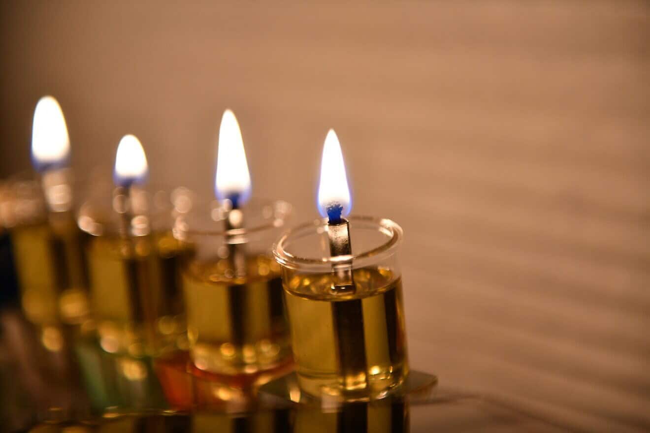 A menorah in Jerusalem during the Jewish holiday of Chanukah, Dec. 16, 2020. Photo by Mendy Hechtman/Flash90.