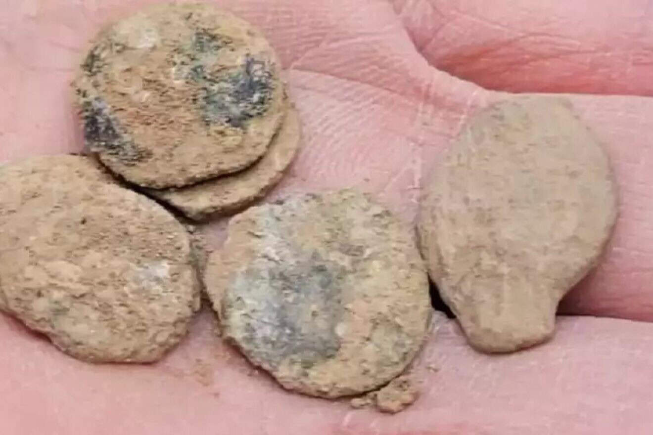 Ancient coins minted under King Alexander Jannaeus, found in the Jordan Valley. Photo by Shai Bar/The Zinman Institute of Archaeology.