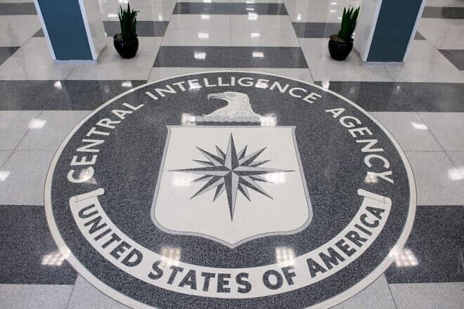 The Central Intelligence Agency seal is displayed in the lobby of CIA Headquarters in Langley, Virginia, on Aug. 14, 2008. Photo by Saul Loeb/AFP via Getty Images.