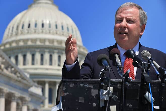House Republican Israel Caucus co-chair Rep. Doug Lamborn (R-Colo.) speaks during a news conference to talk about the military conflict between Israel and Palestinians in Gaza outside the U.S. Capitol on May 19, 2021 in Washington, D.C. Photo by Chip Somodevilla/Getty Images.