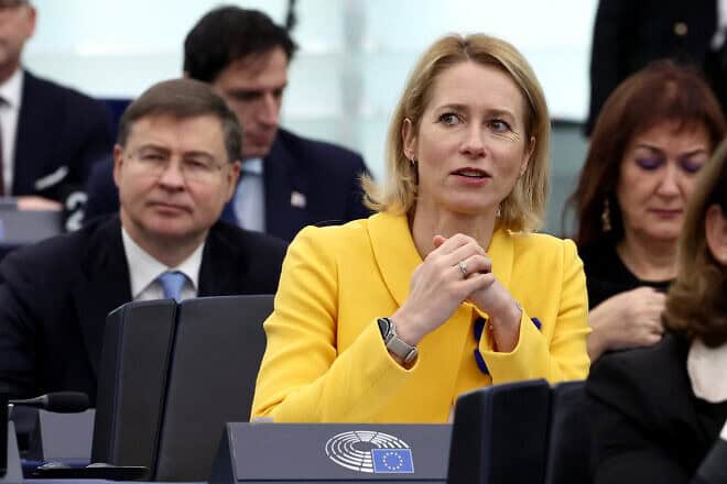 E.U. commissioner-designate Kaja Kallas at the European Parliament in Strasbourg, Nov. 27, 2024. Photo by Frederick Florin/AFP via Getty Images.