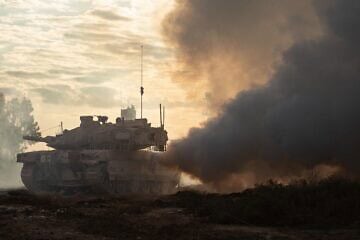 An Israeli tank seen during operations in the Gaza Strip, December 2024. Credit: IDF.