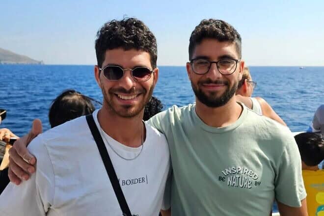 Ilay David (left) and his brother, Evyatar David, who has been held hostage in the Gaza Strip since Oct. 7, 2023. Credit: Courtesy.
