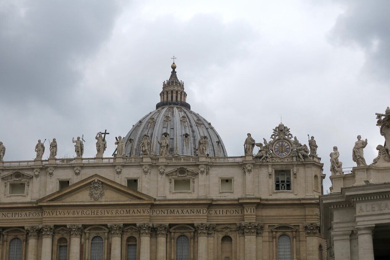 A dark cloud over St. Peter's Basilica in Vatican City in 2018. Photo by Menachem Wecker.