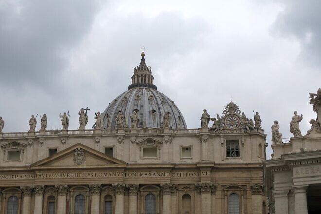 A dark cloud over St. Peter's Basilica in Vatican City in 2018. Photo by Menachem Wecker.