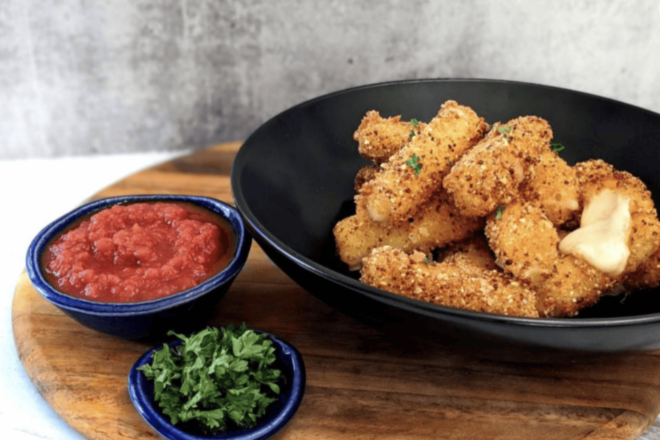 Latke-coated mozzarella sticks. Credit: Courtesy of Manischewitz.