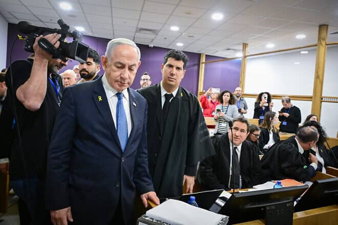 Prime Minister Benjamin Netanyahu arrives for a hearing in his trial at the Tel Aviv District Court, Dec. 16, 2024. Photo by Yossi Zeliger/POOL.