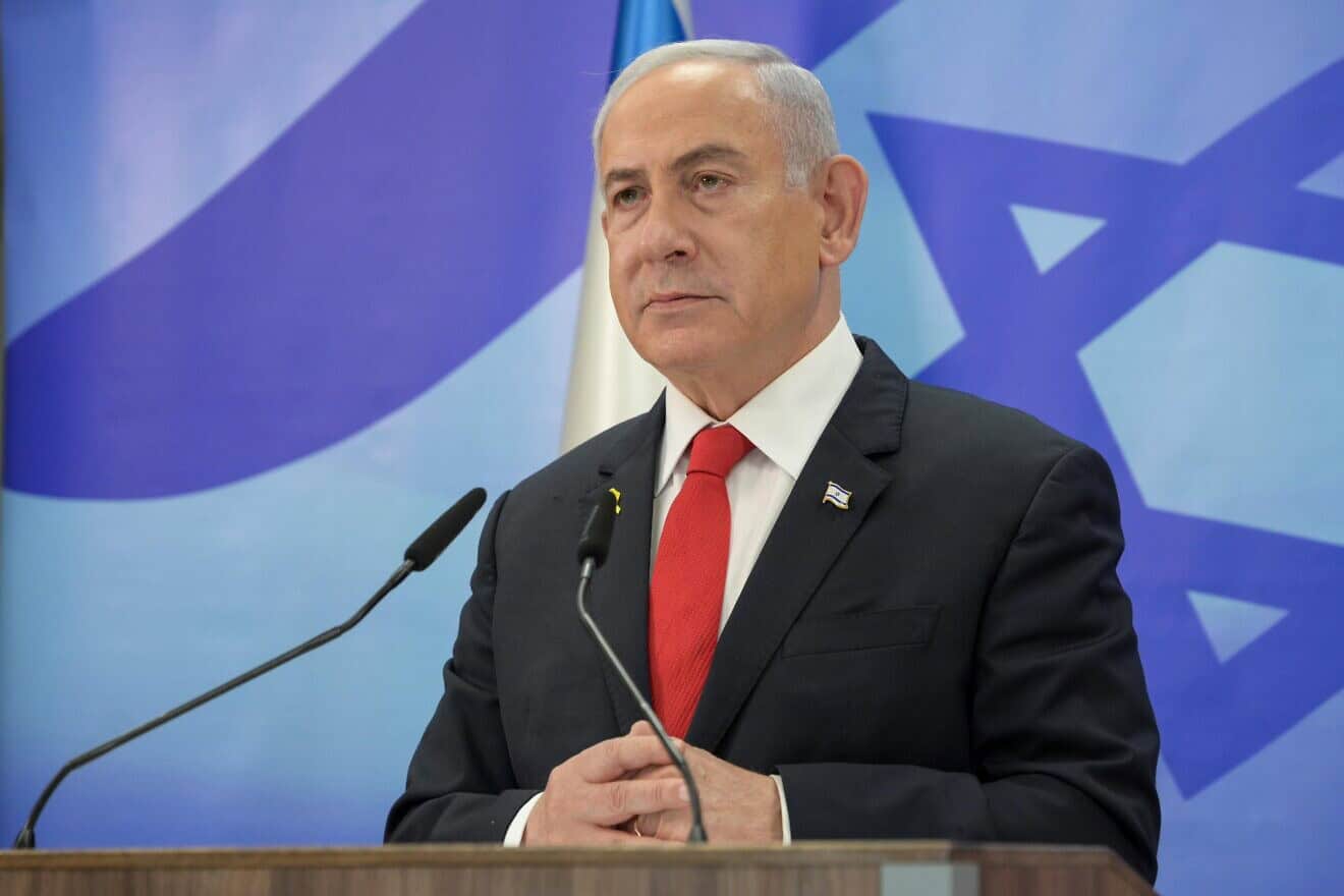 Israeli Prime Minister Benjamin Netanyahu holds a press conference on the multifront war, Dec. 9, 2024. Photo by Ma'ayan Toaf/GPO.
