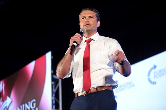 Pete Hegseth at the 2019 Teen Student Action Summit hosted by Turning Point USA on July 23, 2019. Photo by Gage Skidmore via Wikimedia Commons.