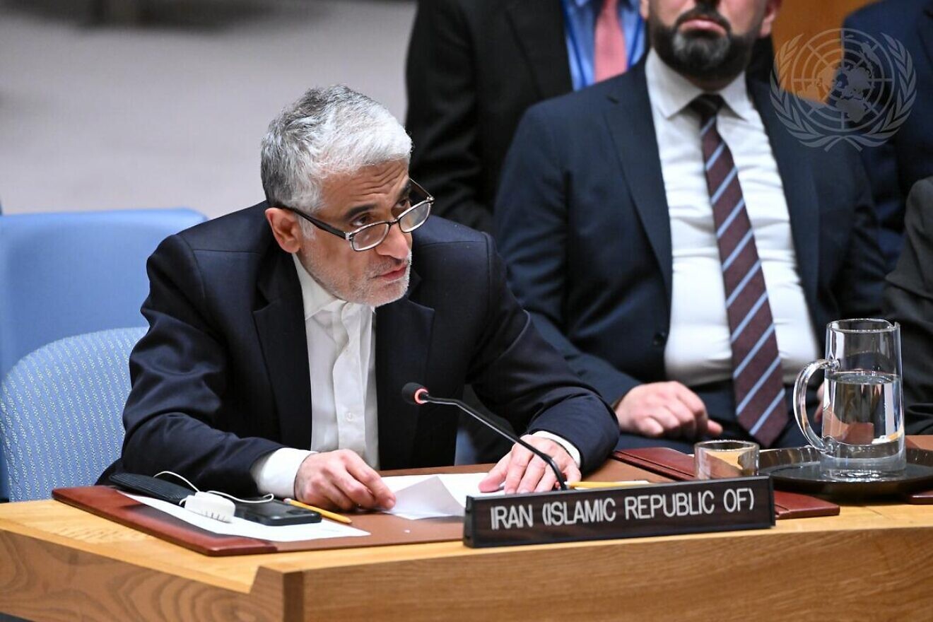 Amir Saeid Iravani, Iranian ambassador to the United Nations, addresses the U.N. Security Council meeting on the situation in the Middle East, Dec. 5, 2024. Credit: Evan Schneider/U.N. Photo.