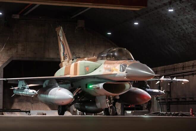 An Israeli Air Force fighter jet positioned shortly before takeoff on a mission to target Houthi terror infrastructure in Yemen, Dec. 19, 2024. Credit: IDF.