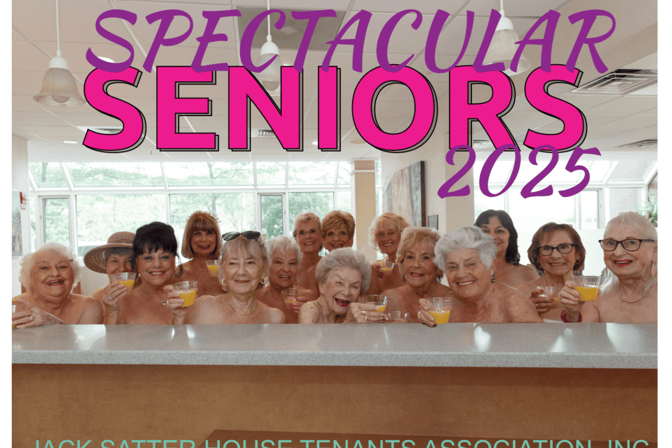 “Spectacular Seniors” 2025 calendar created by the Jack Satter House Tenants Association in Revere, Mass. Photo by Marilia Lima.