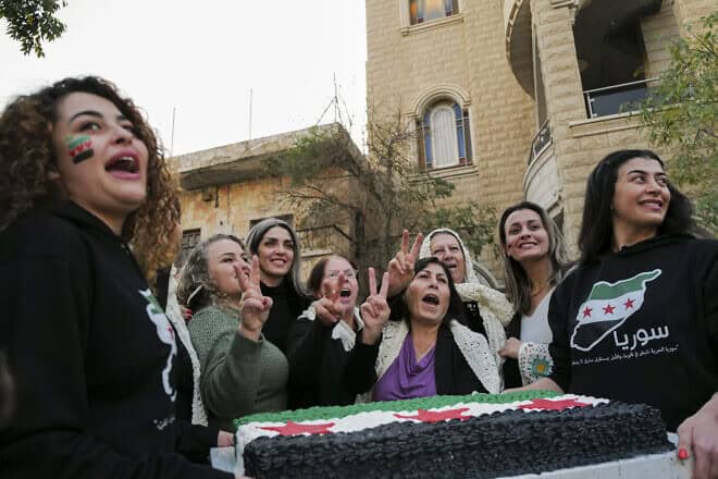 Members of the Druze in the Golan celebrate the fall of Syrian dictator Bashar Assad in the town of Majdal Shams, Israel, on Dec. 9, 2024. Photo by Michael Giladi/Flash90.