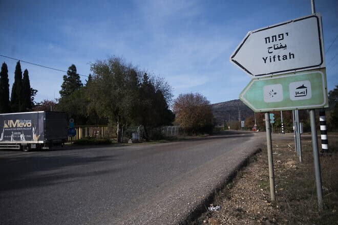 A truck enter Kibbutz Yiftach in northern Israel on Dec. 9, 2024. Photo by Canaan Lidor.