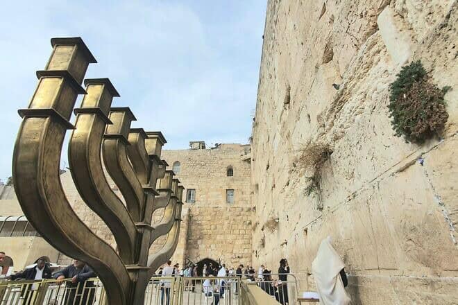 The Chanukah menorah at the Western Wall in Jerusalem's Old City, Dec. 22, 2024. Credit: Western Wall Heritage Foundation.