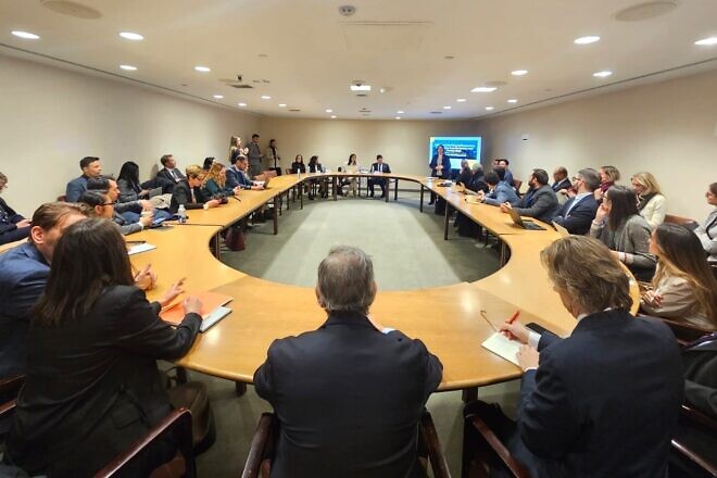 Yifat Bitton, an Israeli law professor, presents her research on Hamas's sexual crimes on Oct. 7, 2023, at the United Nations on Jan. 16, 2025. Credit: Courtesy.