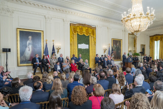 U.S. President Joe Biden awards the Medal of Freedom to recipients during a ceremony in the East Room at the White House on Jan. 4, 2025. Credit: Cameron Smith/White House.
