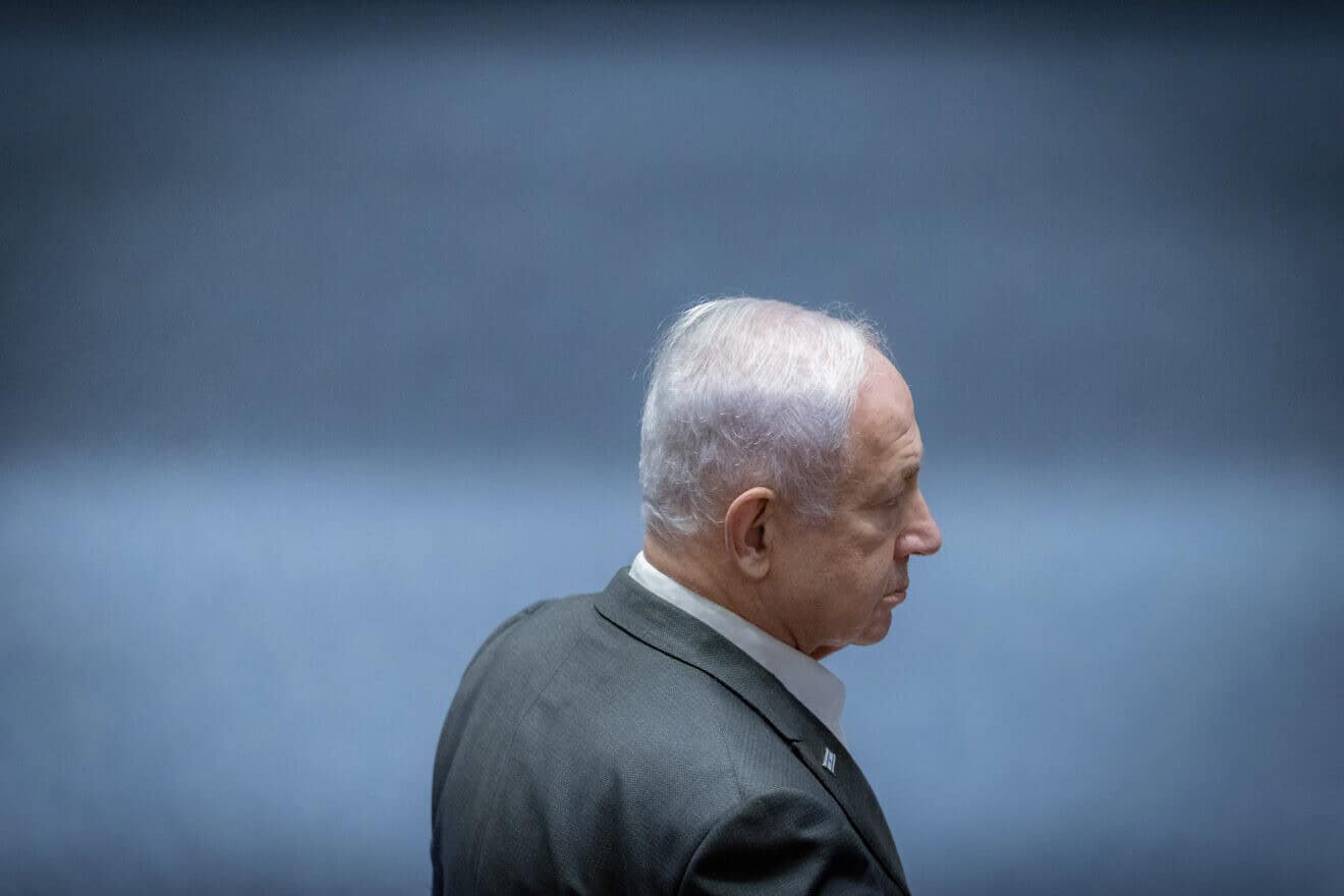 Israeli Prime Minister Benjamin Netanyahu at the Knesset in Jerusalem, on Dec. 31, 2024. Photo by Chaim Goldberg/Flash90.