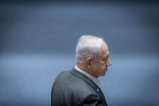 Israeli Prime Minister Benjamin Netanyahu at the Knesset in Jerusalem, on Dec. 31, 2024. Photo by Chaim Goldberg/Flash90.