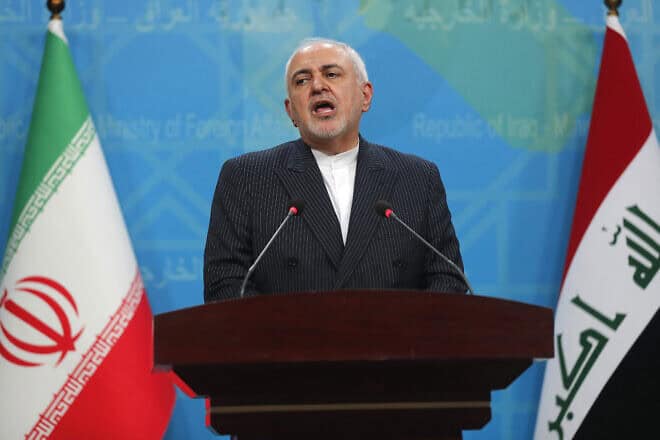 Iran's Foreign Minister Mohammad Javad Zarif speaks during a joint press conference with his Iraqi counterpart in Iraq's capital Baghdad, on April 26, 2021. Photo by Ahmad al-Rubaye/AFP via Getty Images.