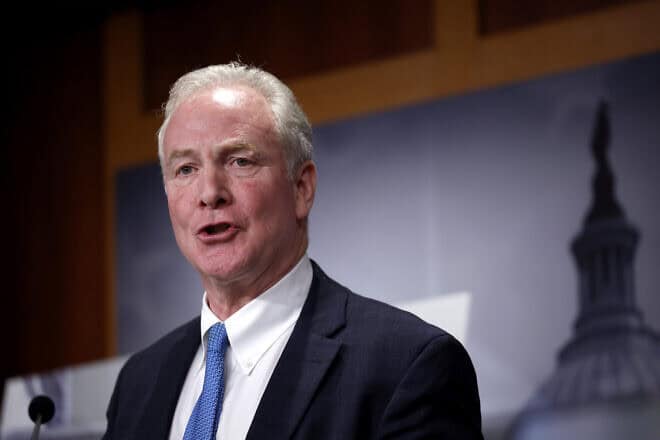 U.S. Sen. Chris Van Hollen speaks at a news conference on restricting arms sales to Israel at the U.S. Capitol on Nov. 19, 2024. Photo by Kevin Dietsch/Getty Images.