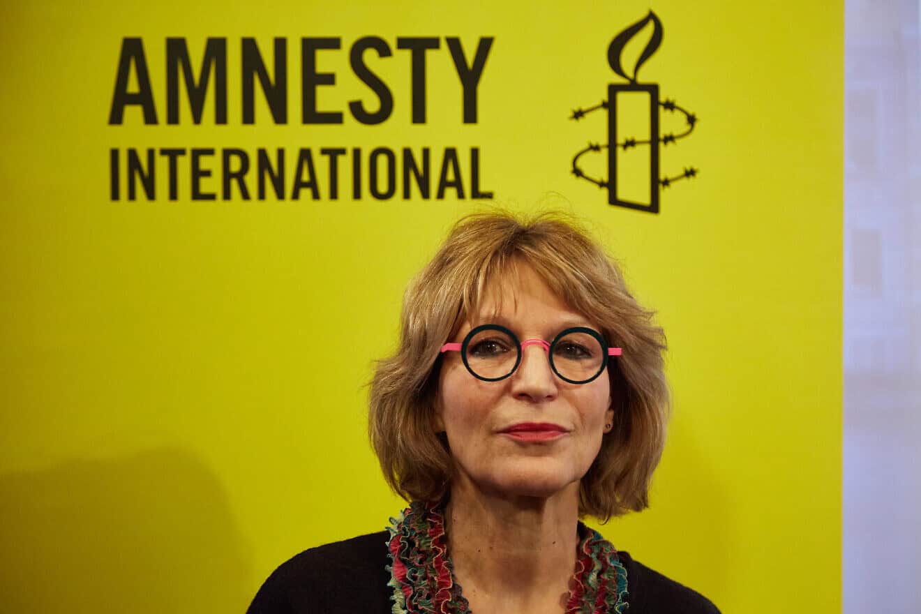 Amnesty International Secretary-General Agnès Callamard presents a report about Israel at a press conference in The Hague, Dec. 4, 2024. Photo by Pierre Crom/Getty Images.