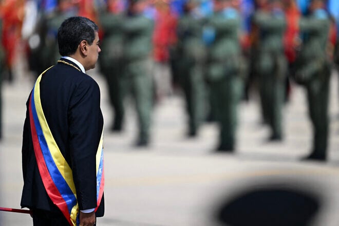 Nicolás Maduro takes part in a ceremony at Fort Tiuna military base within the presidential inauguration in Caracas, Venezuela, despite a global outcry that brought thousands out in protest on the ceremony's eve, on Jan. 10, 2025. Credit: Juan Barreto/AFP via Getty Images.