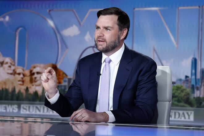 Vice President-elect J.D. Vance visits "Fox News Sunday" with anchor Shannon Bream at FOX News D.C. Bureau on Jan. 11, 2025 in Washington, D.C. Photo by Paul Morigi/Getty Images.