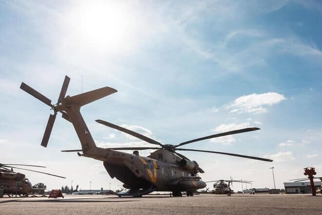 An Israeli Air Force helicopter will take the released hostages from the Gaza Strip to Israeli territory, on Jan. 19, 2025. Credit: Israel Defense Forces.