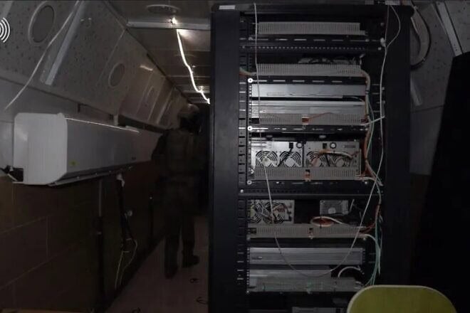 A subterranean Hamas data center underneath UNRWA’s headquarters in Gaza City, on Feb. 8, 2024. Credit: IDF.