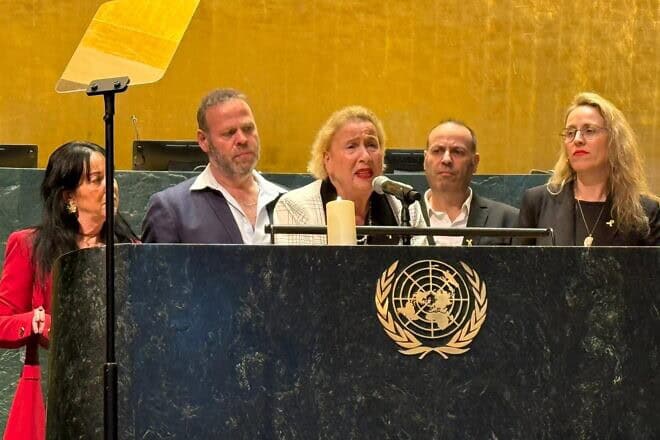 Marianne Miller addresses the U.N. Generral Assembly, Jan. 27, 2025. Credit: Courtesy.