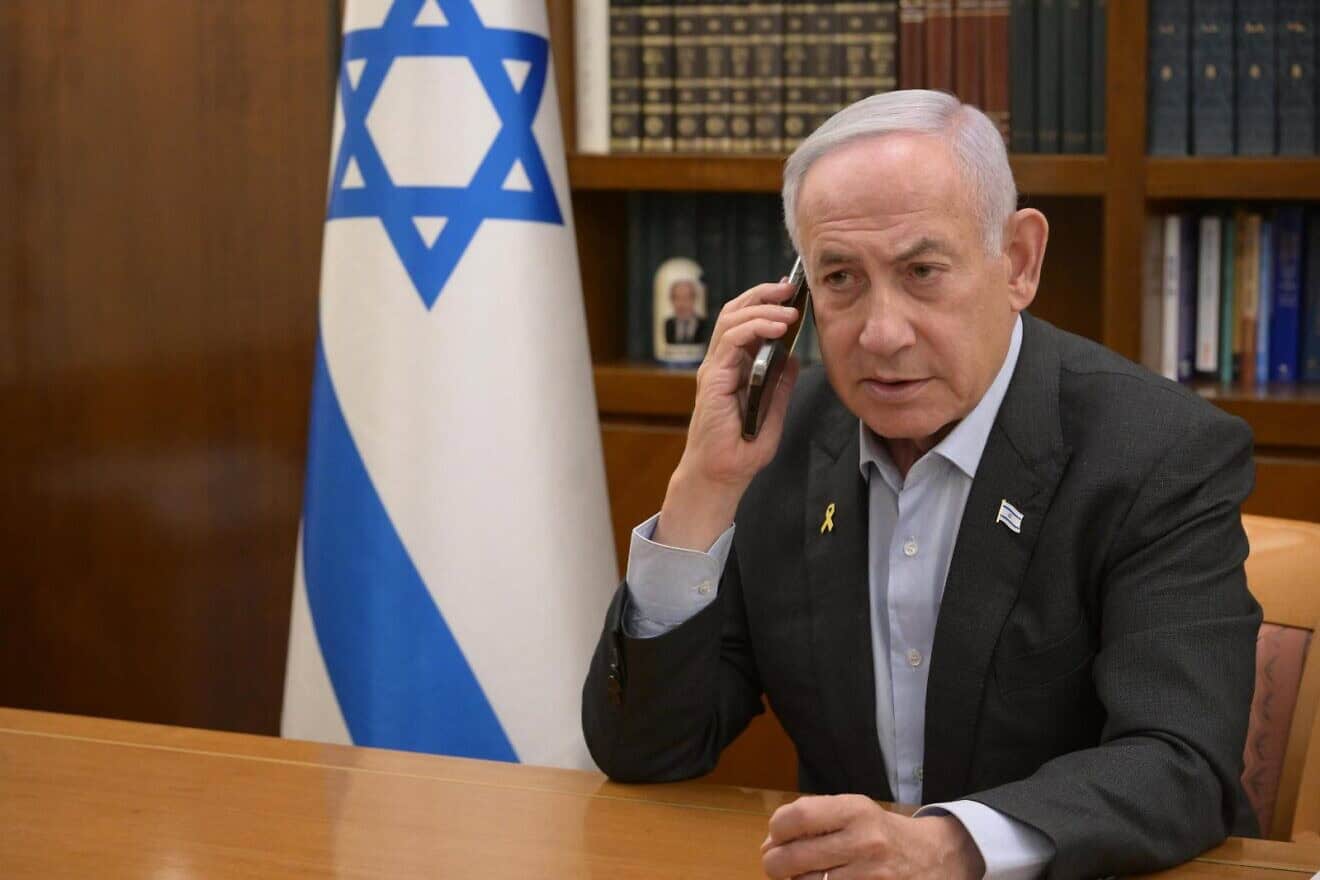 Israeli Prime Minister Benjamin Netanyahu speaks with U.S. President-elect Donald Trump, on Jan. 15, 2025. Photo by Amos Ben-Gershom/GPO.
