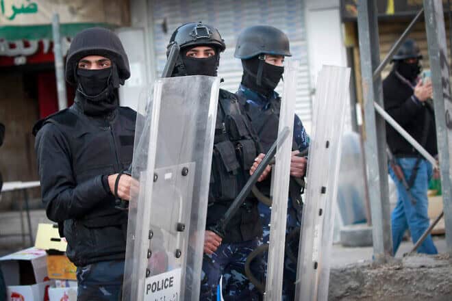 Palestinian Authority security forces monitor areas in the center of the city of Jenin, in northern Samaria, on Dec. 16, 2024. Photo by Nasser Ishtayeh/Flash90.