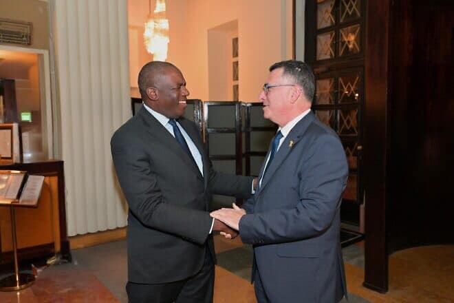 Gideon Sa'ar, right, meets David Lammy in Jerusalem on Jan. 12, 2024. (Photo by the Ministry of Foreign Affairs of the State of Israel)