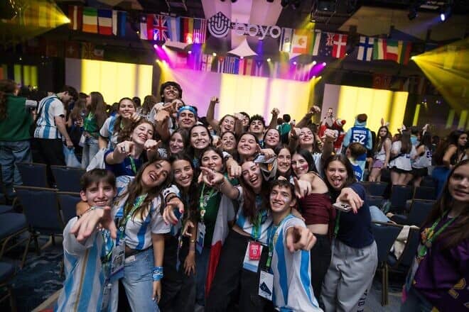 Jewish teens from the United States and abroad at the opening ceremony of BBYO's International Convention in Denver on Feb. 13, 2025. Credit: Jason Dixson Photography.