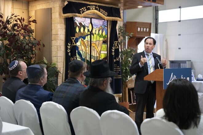Michael Mostyn, CEO of B'nai Brith Canada, at Chabad Lubavitch of Alberta on Sept. 23, 2022. Credit: Chris Schwarz/Government of Alberta.