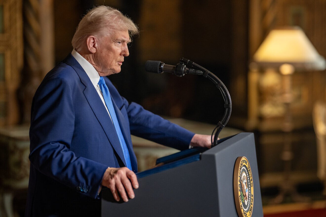 U.S. President Donald Trump takes questions after signing executive orders at his Mar-a-Lago resort in Palm Beach, Fla., Feb. 18, 2025. Photo by Daniel Torok/White House.