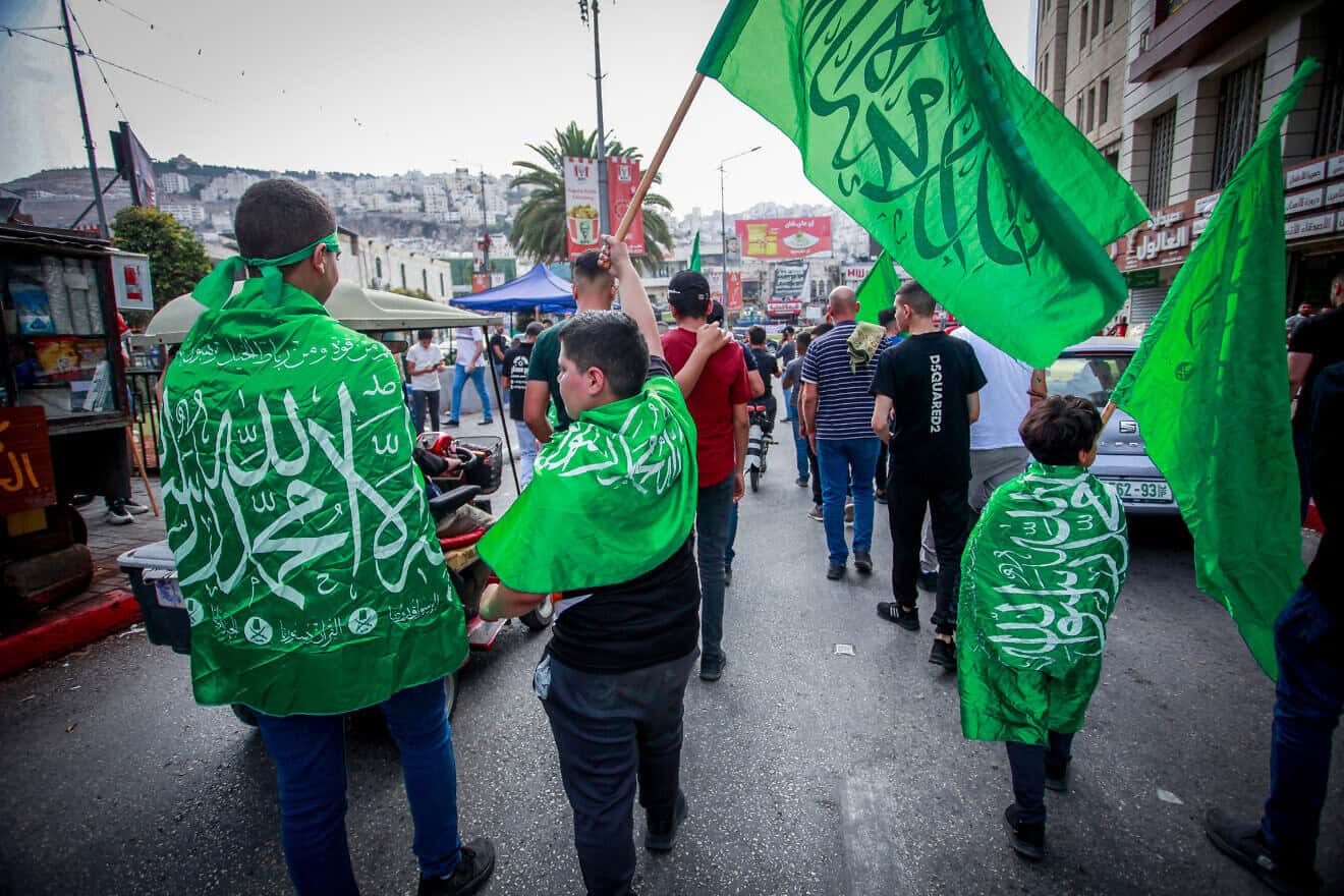 Supporters of the Hamas terrorist organization in the Samaria city of Jenin, Oct. 27, 2023. Photo by Nasser Ishtayeh/Flash90.