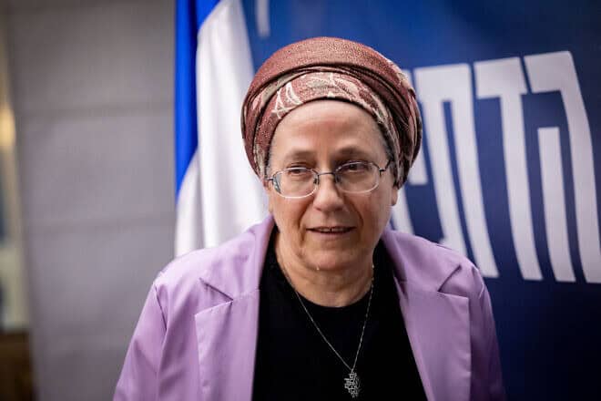 Orit Strook, national mission minister and member of the Religious Zionism Party attends a faction meeting at the Knesset, the Israeli parliament in Jerusalem, Nov. 11, 2024. Photo by Yonatan Sindel/Flash90.