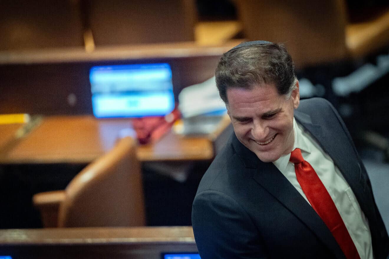 Minister of Strategic Affairs Ron Dermer attends a plenum session at the assembly hall of the Knesset, the Israeli parliament in Jerusalem, on Jan. 22, 2025. Photo by Yonatan Sindel/Flash90.