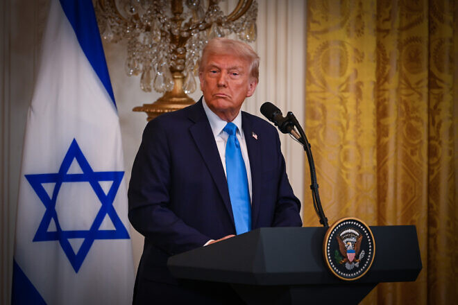 U.S. President Donald Trump and Israeli Prime Minister Benjamin Netanyahu hold a joint press conference at the White House in Washington D.C., Feb. 4, 2025. Photo by Liri Agami/Flash90.