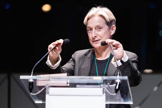 Judith Butler speaks after receive the Golden Medal at Circulo de las Bellas Artes in Madrid on Oct. 27, 2022. Photo by Aldara Zarraoa/Getty Images.
