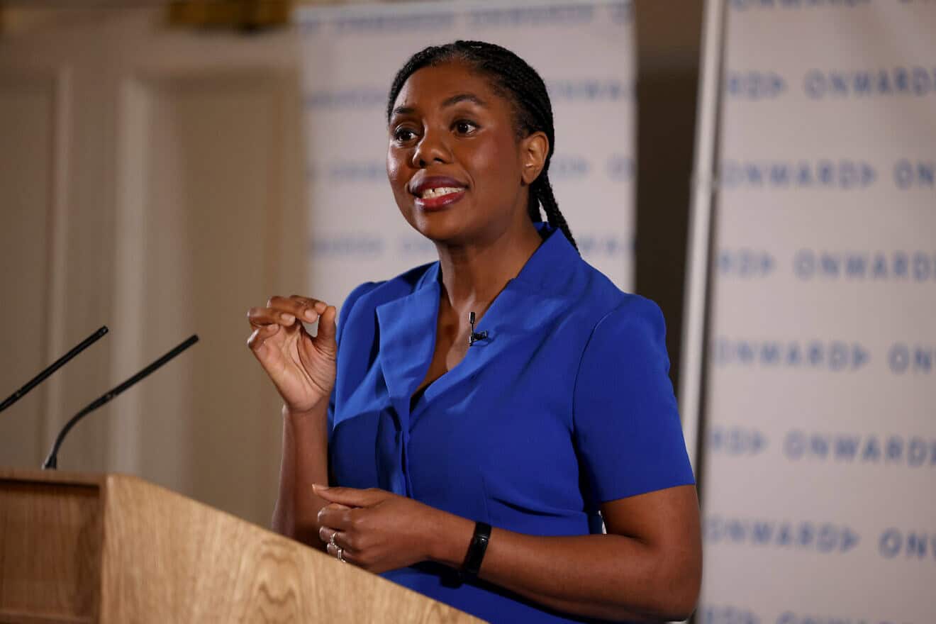Conservative Party leader Kemi Badenoch delivers speech on how the party can rebuild voters' trust, in London on Jan. 16, 2025. Photo by Dan Kitwood/Getty Images.