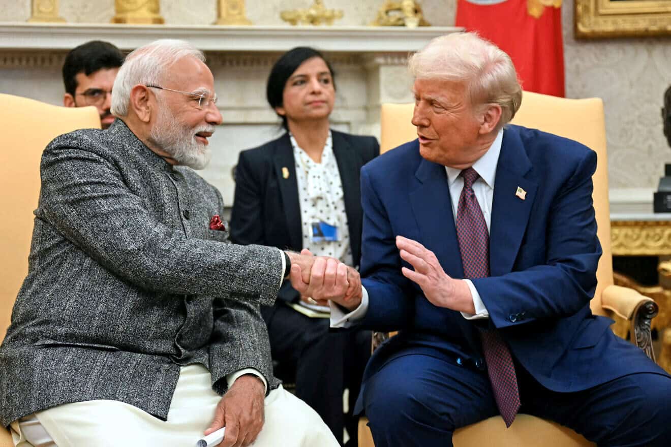 U.S. President Donald Trump hosts Indian Prime Minister Narendra Modi in the Oval Office of the White House in Washington on Feb. 13, 2025. Photo by Jim Watson/AFP via Getty Images.