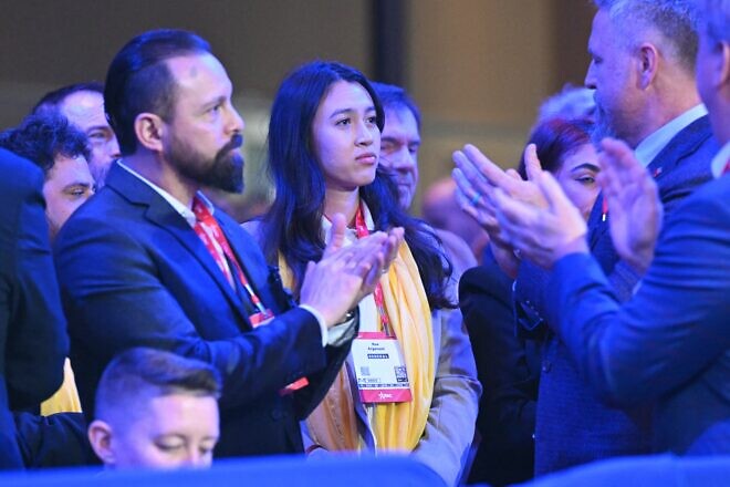 Former Israeli hostage Noa Argamani attends the annual Conservative Political Action Conference (CPAC) at the Gaylord National Resort & Convention Center at National Harbor in Oxon Hill, Md., on Feb. 20, 2025. Credit: Saul Loeb/AFP via Getty Images.