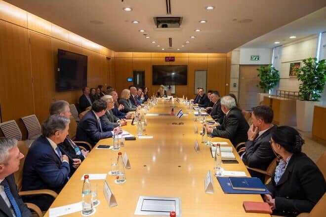 A U.S. House delegation headed by Rep. Jim Jordan (R-Ohio) meets with Israeli Foreign Minister Gideon Sa'ar, Feb. 18, 2025. Credit: Israeli Ministry for Foreign Affairs.
