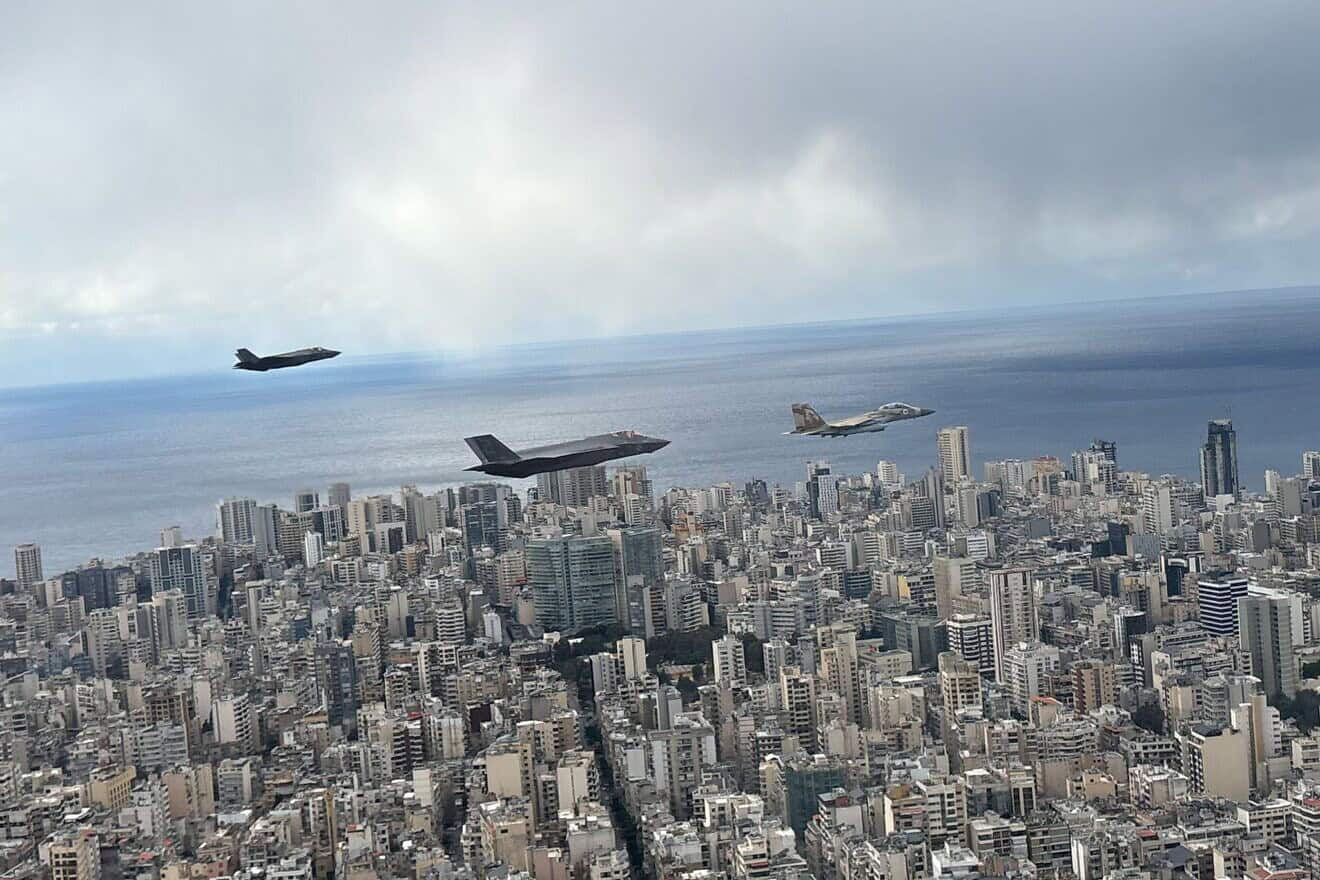 Israeli Air Force fighter jets over Beirut, Feb. 23, 2025. Credit: Israel Defense Forces.